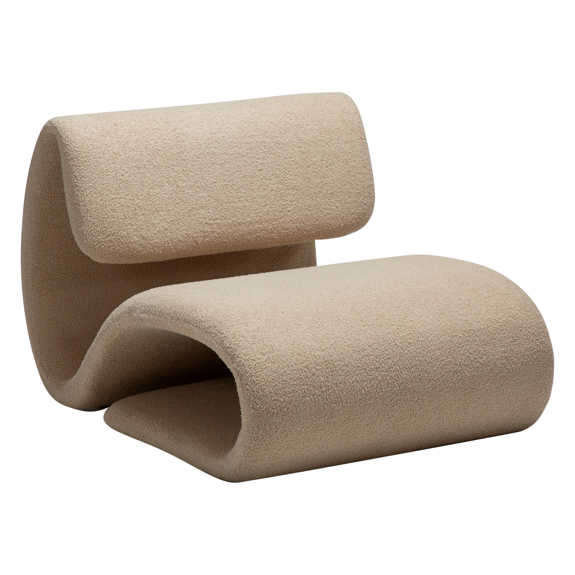 DUBNA lounge chair,  Frosted Almond RPES bouclé fabric