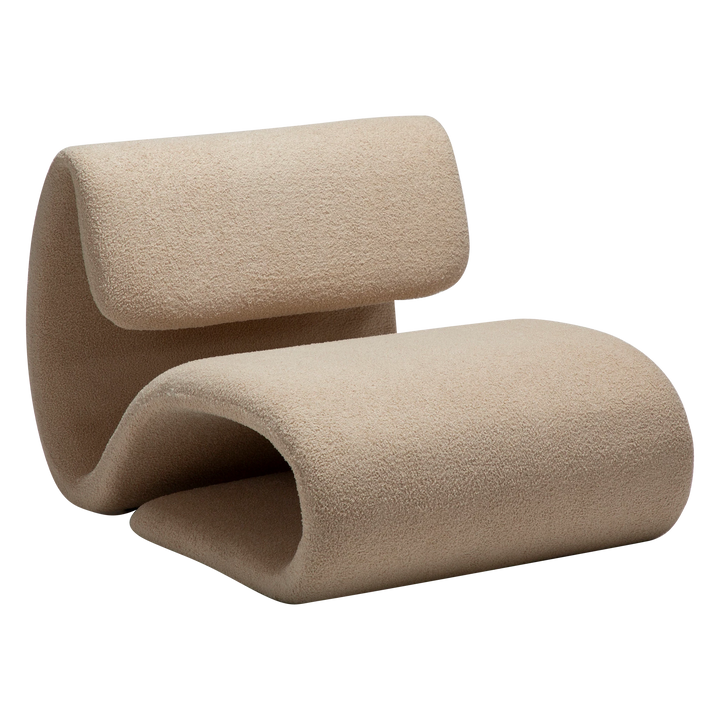 DUBNA lounge chair,  Frosted Almond RPES bouclé fabric