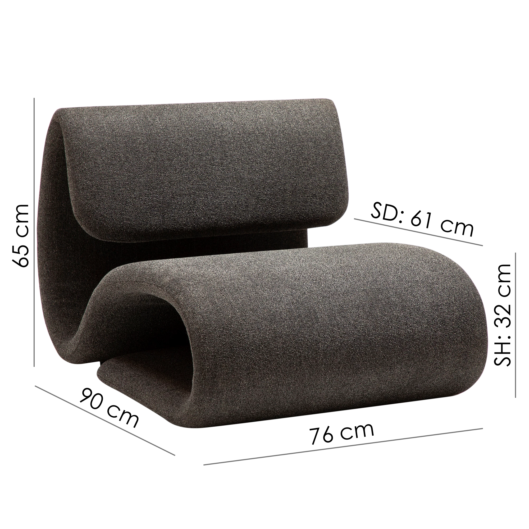 DUBNA lounge chair,  Frosted Almond RPES bouclé fabric