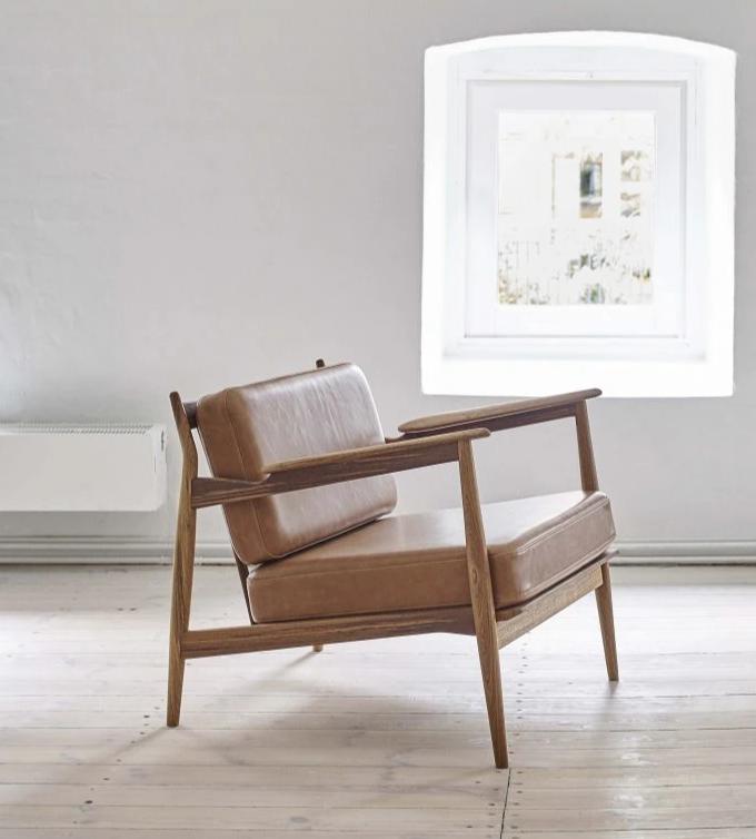 MO 107 Lounge Chair, oiled oak frame/paloma leather