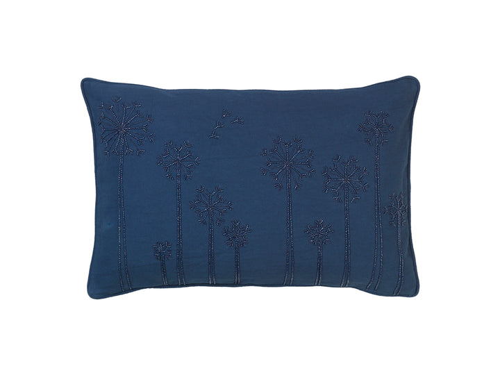 Embroidered Dandelion Bead Cushion - BLUE WING