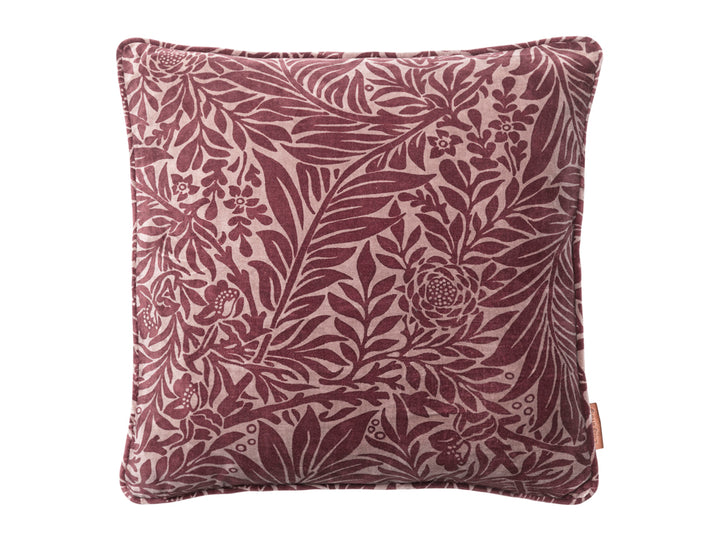 Velvet Printed Leaves Cushion - MAHOGANY
