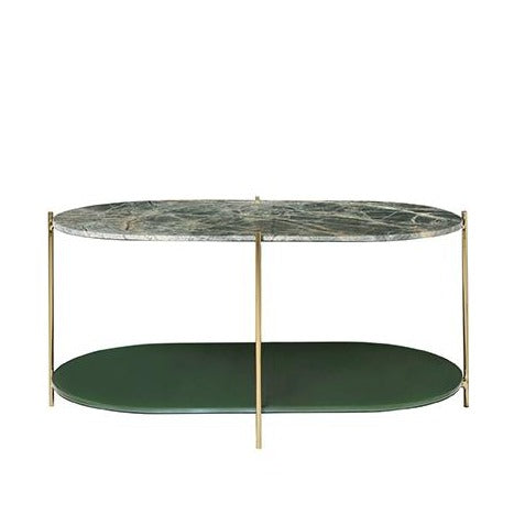 Siff Oval Marble Coffee Table - FOREST GREEN w. BRASS