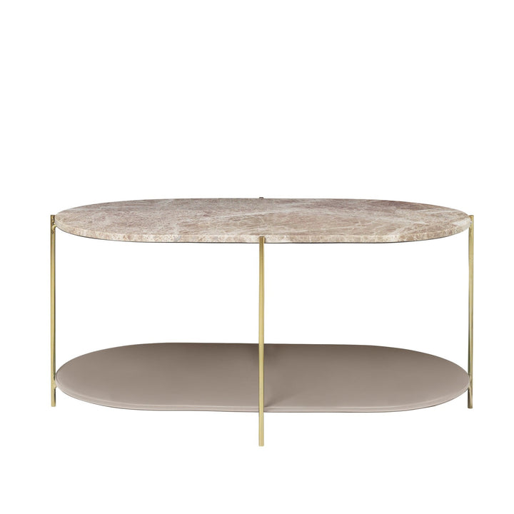 Siff Oval Marble Coffee Table - CARAMEL w. BRASS