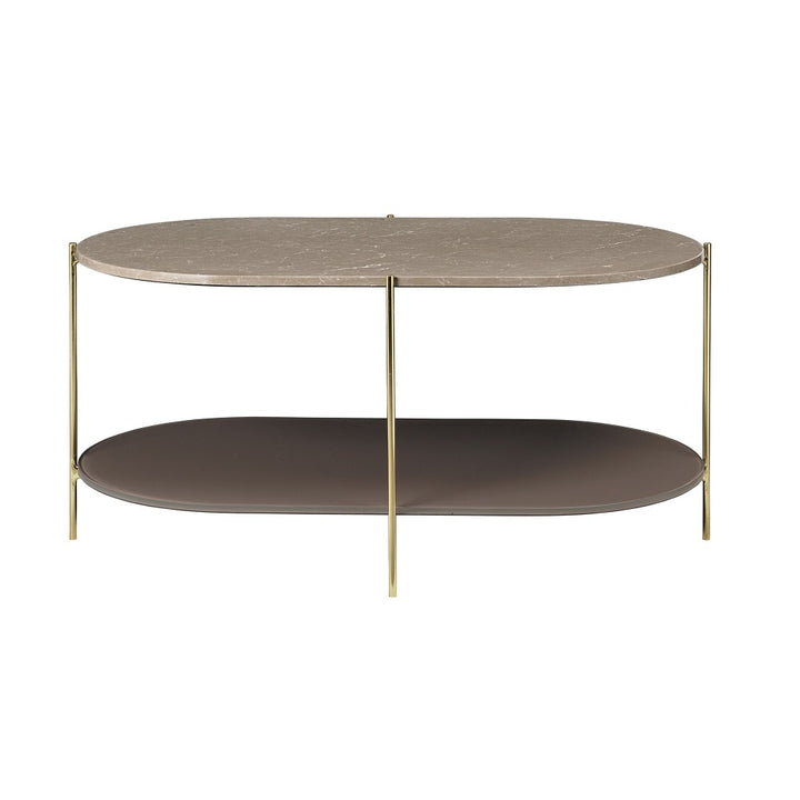 Siff Oval Marble Coffee Table - TOFFEE BROWN w. BRASS